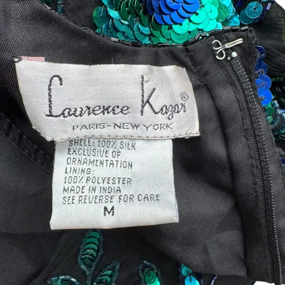 Laurence Kazar Vintage Sequin Silk Beaded Top Medium Floral Glam 80s 90s Party - Picture 9 of 15